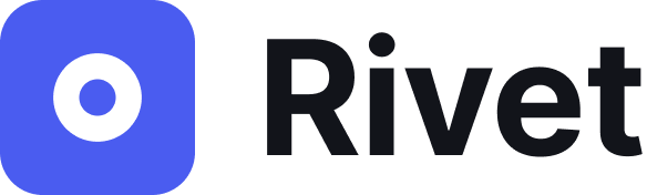 Rivet logo lockup on a light background, icon mark plus wordmark.